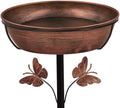 Metal Bird Bath Feeder for Outside – 3.14’’ Deep Birdbaths Bowl with Stable Stake & Upgraded 5-Pronged Base, 13’’ Dia Freestanding for Garden Yard Lawn Decor, 44’’ Tall Easy Clean 1.5 Gallon by SparkGardenMagic