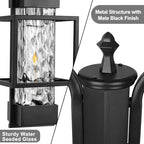 PARTPHONER Modern Outdoor Lamp Post Light 2-Head, Hardwired Street Light Post for Outside Metal Pole Light Outdoor Lighting with Water Glass Shade for Garden Patio Backyard Walkway Driveway - Image 2