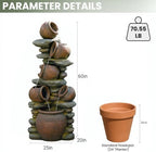 Bumilgar 5-Jug Rock Outdoor Water Fountain with LEDs, 60 in - Image 5