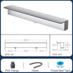 Stainless Steel Pool Waterfall Spillway for Garden Ponds - Wall-Mounted Fountain Kit for Patio & Backyard, 16 to 59 Inch Wide Water Flow Decor (Silver, 100cm) - Image 3