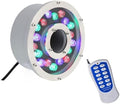 Submersible LED Fountain Lamp, LED Swimming Pool Underwater Light, IP68 Waterproof Middle Hole Pond Lighting, 12/24V Submersible LED Pool Lights, RGB Ring Landscape Lights with Remote Control(24W(12V) by Unknown