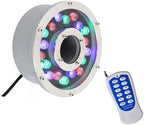 Submersible LED Fountain Lamp, LED Swimming Pool Underwater Light, IP68 Waterproof Middle Hole Pond Lighting, 12/24V Submersible LED Pool Lights, RGB Ring Landscape Lights with Remote Control(24W(12V) by Unknown