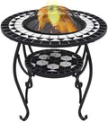 Fire Pit Table, Mosaic Ceramic Square Bowl, Wood Burning Brazier by Unknown