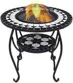 Fire Pit Table, Mosaic Ceramic Square Bowl, Wood Burning Brazier by Unknown