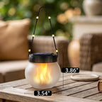 Solar Lights Outdoor Hanging Lantern with Glass Globe, Flame Effect 4-Pack - Image 4