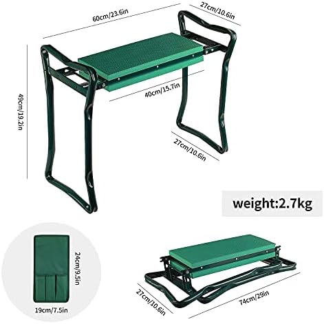 Garden Kneeler and Seat with Free Tool Pouches, Heavy Duty Gardening Bench for Kneeling and Sitting Folding Garden Stools with Tool Pouch and Kneeling Pad - Image 2