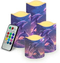 Battery Operated Candles with Remote Timer Flameless Candles Tea Lights Color Changing Electric Fake Plastic Pillar LED Candles Outdoor Home Room Decor Set of 4 Dolphin by Uorisanigo