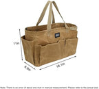 Portable Garden Camping Tool Storage Bag,Waxed Canvas Firewood Carrier Tote bag,Collapsible Sturdy Garden Basket Great for Women, Gardener, Electrician, Repairer (Khaki) - Image 2