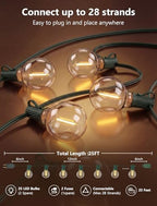 25FT LED Outdoor Christmas String Lights Waterproof, Hanging G40 Globe Patio Lights with 27 LED Shatterproof Warm White Bulbs, Outdoor Christmas Decorations Light for Wedding Party Backyard, Green - Image 2