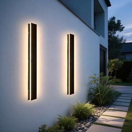 Modern Outdoor Wall Lights - 2pack 70.8inch 3000k Black Exterior Light Fixtures Wall, Porch Lights Outdoor Wall Sconce, Patio Long Strip Wall Light Fixture Outside for Garage, House(4.72 Inch Wide) by NIUZDU