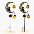 2 Pack Solar Halloween Pumpkin Moon Black Cat Garden Stake Lights Outdoor by Unknown