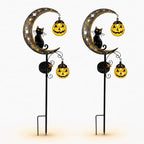 2 Pack Solar Halloween Pumpkin Moon Black Cat Garden Stake Lights Outdoor by Unknown