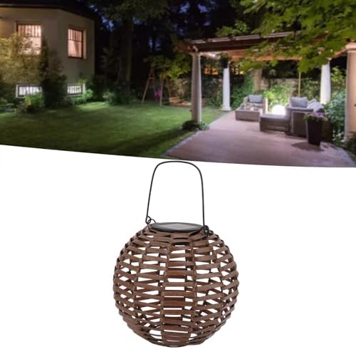 Rattan Solar Lantern, LED Hanging Lantern Outdoor Landscape Decorative Lamp for Garden, Lawn, Patio - Image 5