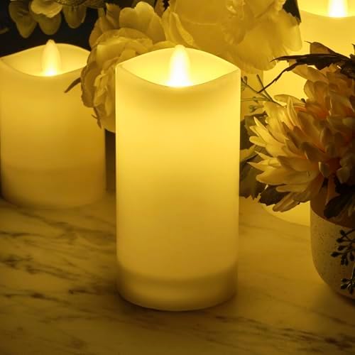 Mikasa LED Wax Pillar Candle, 3 x 6 Inch White Flameless Candle with Dancing Flame Effect, 5-Hour Timer, Battery Operated Candle for Home Decor and Table Decor - Image 5