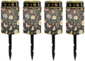 Poceacles Solar Pathway Lights Outdoor Grave Solar Lights Outside Waterproof Cemetery Flameless Candles Outdoor Grave Candle Markers Eternal Decor, Butterfly Floral Print Black, Pack of 4 by Poceacles