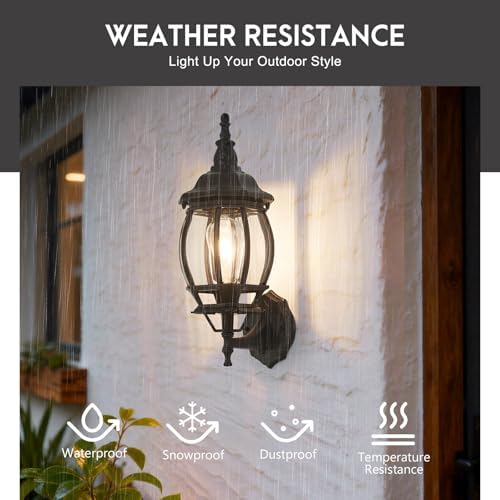 2-Pack Waterproof Aluminum Outdoor Light Fixture Exterior Porch Lights Outdoor Wall Sconces,Anti-Rust Porch Lights for Outside Garage Patio Exterior Lights for House - Image 3
