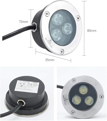 Ultra Thin Walkover Lights Terrace Garden 3W LED Buried Light IP68 Waterproof 304 Stainless Steel for Lawn, Swimming Pool, Pong Lighting(Red,24V) - Image 3