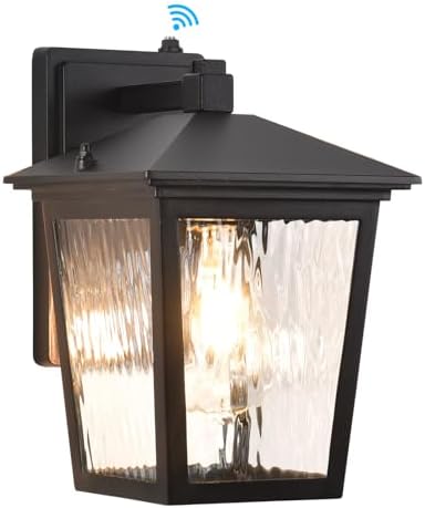 Dusk to Dawn Outdoor Wall Sconce, Black Exterior Wall Lantern Light by SmeikeLighting