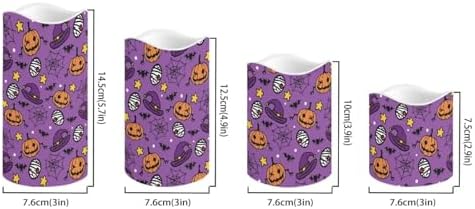 Jack O Lantern Pattern Flameless Candles with Remote Timer Battery Operated Candles with Flickering Flame Color Changing Pillar Candles Light Halloween Party Outdoor Home Table Decor - Image 2
