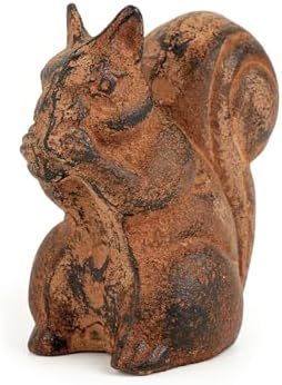 Sungmor Cast Iron Rust Squirrel Statue, Multi-Purpose Paperweight Doorstop - Image 2