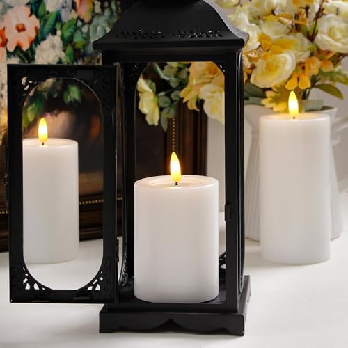 Yeelida Remote Flameless Flickering Pillar Candles with Candle Grease Effect,Pack of 3 White LED Battery Oprated 2/4/6/8 Hours Timer Real Wax Electric Candles(3x4,5,6 Inches) - Image 6