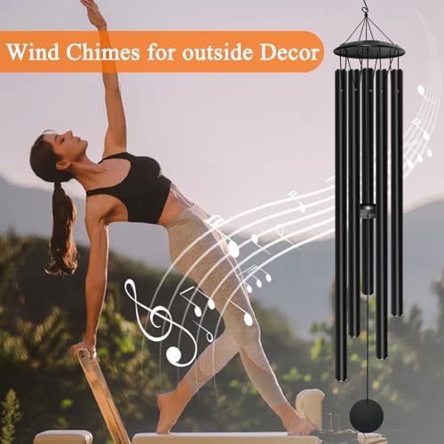 65" Extra Large Wind Chimes for Outside, Deep Tone Black - Image 5