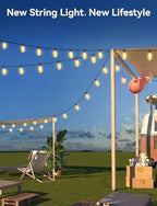 Brightever 150FT Solar String Lights Outdoor Waterproof with Remot, 55+2 Shatterproof ST38 LED Bulbs, Dimmable & 3 Lighting Modes, Warm White Solar Patio Lights for Balcony, Deck, Wedding - Image 7