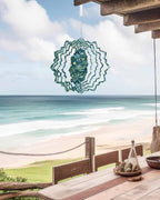 Dark Green Flower Wind Spinner for Garden Yard 12In, Spring Blue Yellow Floral Country 3D Stainless Steel Kinetic Hanging Wind Spinners Rustproof Outdoor Decor for Lawn Patio Home - Image 6