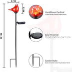 Solar Garden Stake, Hand-Blown Glass Cardinal Light Outdoor Garden Decor - Image 2
