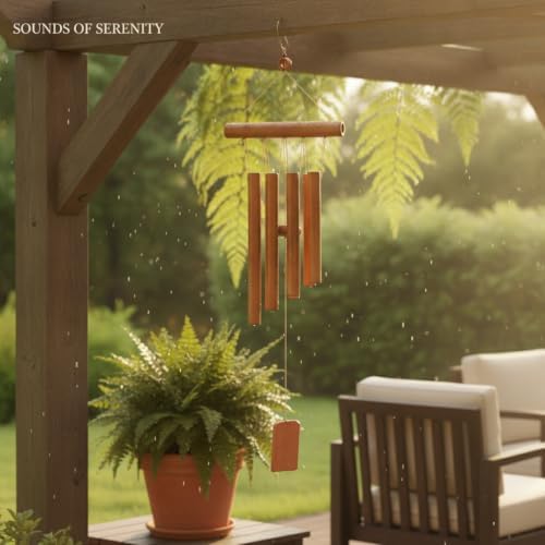 Carbonized Bamboo Wind Chime with 8 Tubes, Natural Wood Outdoor Decor for Garden, Patio, and Balcony - Image 2