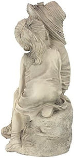 Design Toscano Boy and Girl Garden Decor Statue ,14 Inch, Polyresin, Antique Stone - Image 5