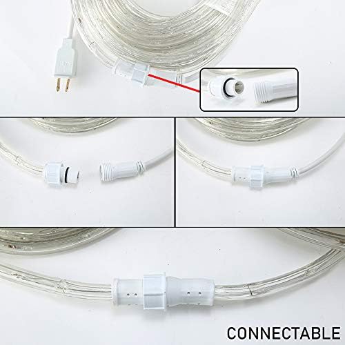 DINGFU 50ft 360 LED Waterproof Rope Lights, 110V Connectable Indoor Outdoor White Led Rope Lights for Outside, Deck, Patio, Pool, Camping, Bedroom Decor, Landscape Lighting and More (White) - Image 4