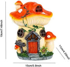 Solar Fairy Garden House, 19cm/7.5inch Resin Mushroom House Fairy Garden Accessories Outdoor, Mushroom House Figurines with Solar Light, Garden Waterproof Mushroom Decor, Standard - Image 3