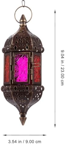 Decorative Hanging Candle Holder Lantern with Glass and Iron - Image 2