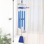 24" Aluminum 4Tubes Tuned Metal Wind Chimes for Outside Unique Deep Tone Indoor Sympathy Memorial Wind Chimes for Living Room Balcony Window Decor(Blue) - Image 3