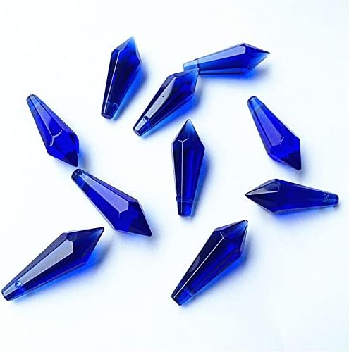 Garden Suncatchers 30pcs 36MM Chandelier Pendant Blue Chandelier Glass Crystal Icicle Prisms (with Ring) Hang Pendants for Candelabra,Ceiling Lights Handmade Pendant Necklaces by JUIYU