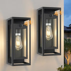 14" Motion Sensor Outdoor Wall Lights Fixture, E26, Black, 2-Pack by AIBISOD