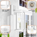Brightever 2-Pack Outdoor Wall Light Fixtures, Waterproof Anti-Rust Outside Wall Sconce Lantern with Clear Glass, Exterior Front Porch Lights for House Garage Doorway, Bulbs Not Included, White - Image 3