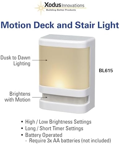 Xodus Battery Operated LED Deck & Stair Light, Motion Sensor, White, 3 Pack - Image 2
