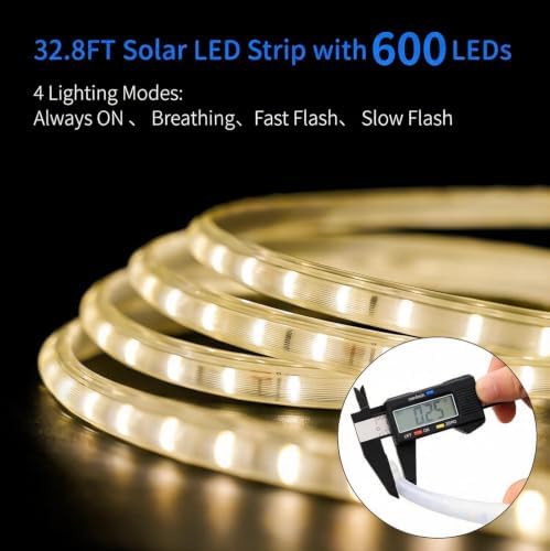 Solar Rope Lights Outdoor Waterproof, Thick LED Light Strip 32.8FT - Image 4