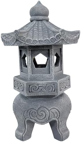 Pagoda Garden Statue, Resin Solar Japanese Pagoda Lantern, Decorative Zen Garden Landscape for Yard Patio Lawn, Style 3 - Image 3