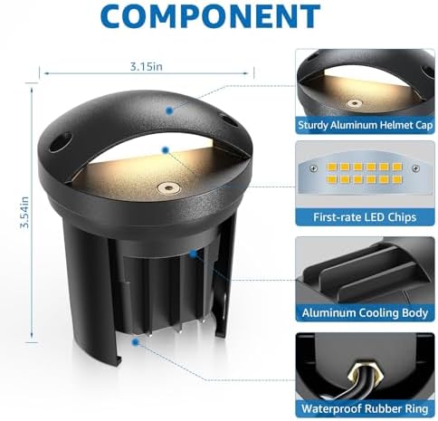 SUNVIE 5W Low Voltage Landscape Lighting Anti-Glare Outdoor In-Ground Lights 3000K Well Lights Low Voltage with Wire Connectors Waterproof LED Landscape Lighting for Pathway Garden, 12 Pack - Image 3