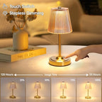 Shenmoyl Cordless Touch Table Lamp with 5200mAh Battery - 3 Adjustable Color Temperatures & Dimmable, Rechargeable Desk Lamp for Bedroom, Living Room, Office, Entryway, Bookshelves (Amber Stripe) - Image 4