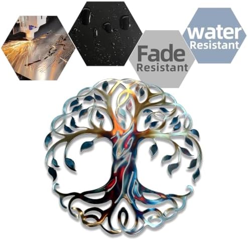 Tree Of Life Metal Wall Art Round Plaque Rustic Steel Decor For Living Room Bedroom Or Garden Porch Elegant Nature Inspired Silhouette Hanging Ornament (16 INCH) - Image 7