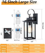 17" Large Outdoor Wall Lights for House 2-Pack, Matte Black - Image 6