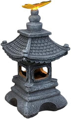 Solar Garden Statue Japanese-Style Pagoda Lantern with Butterfly Light, Waterproof Resin Zen Outdoor Decor for Patio Yard Lawn, Housewarming Gifts for Women by Unknown