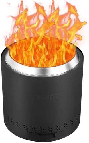 VEVOR 15.8 inch Smokeless Fire Pit Stove Bonfire, Wood Burning Fireplaces with Removable Ash Pan, SUS430 Stainless Steel Inner Portable Outdoor Firepit,for Outdoor Patio Camping High 15.4 inch by VEVOR