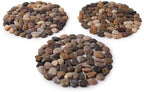 Wind & Weather Exclusive River Rock Stepping Stones, Perfect for Garden Paths & Walkways, Natural Outdoor Decorative Stones, Durable Set of 3 by WindWeather
