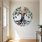 Tree Of Life Metal Wall Art Round Plaque Rustic Steel Decor For Living Room Bedroom Or Garden Porch Elegant Nature Inspired Silhouette Hanging Ornament (16 INCH) - Image 5
