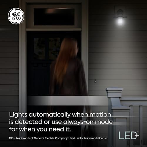 GE LED+ Motion Sensor LED Light Bulbs, 15W, PAR38 Outdoor Security Floodlight, Warm White (2 Pack) - Image 4